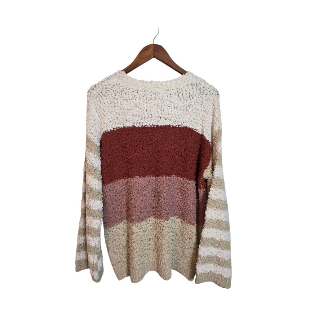 Macaron Cozy Colorblock Popcorn Knit Sweater Small Fall Essential J Bin - Picture 10 of 16